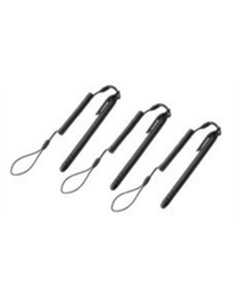 Set of three styluses and three coiled tethers