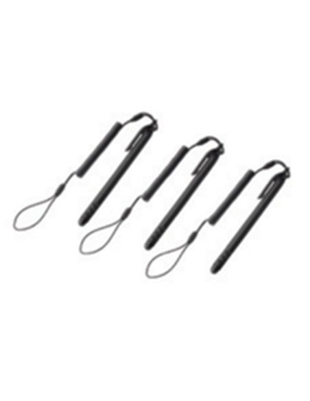 Set of three styluses and three coiled tethers